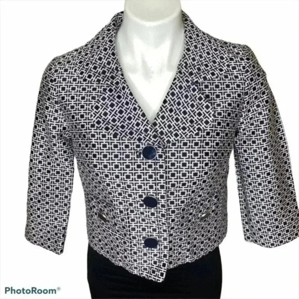 Banana republic geometric silk blend crop jacket 2